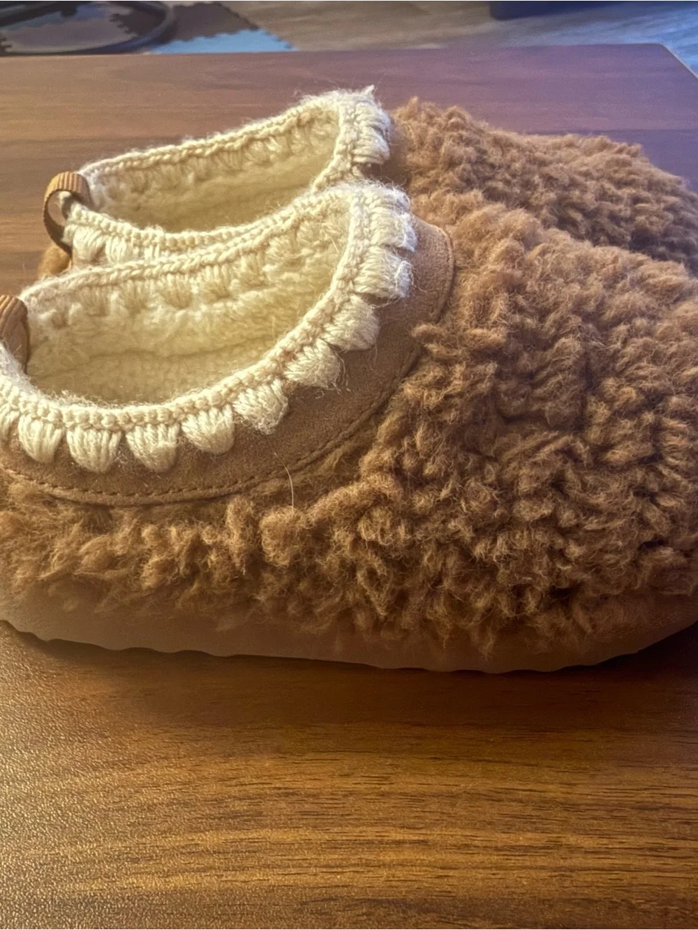 Cozy Brown Fuzzy Kids Slip ons